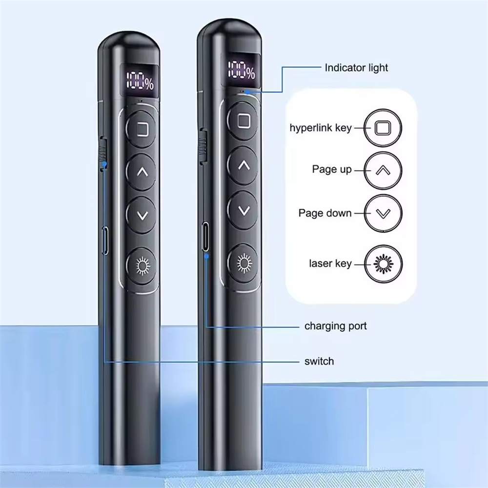 Laser Pointer Presenter - Caneta Apresentadora Flip-Pen Clicker RF 2.4GHz,